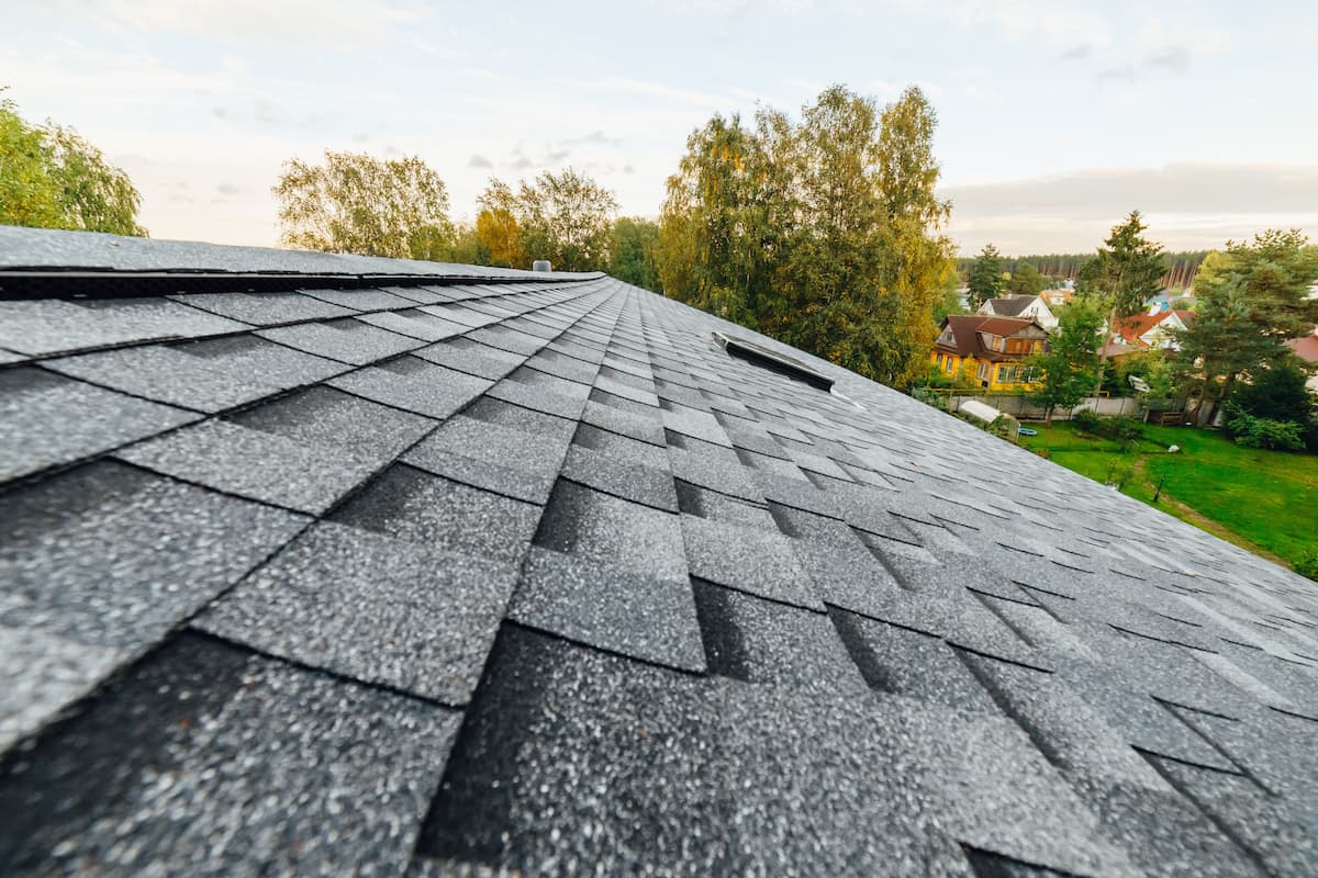 aerial view of a shingled roof